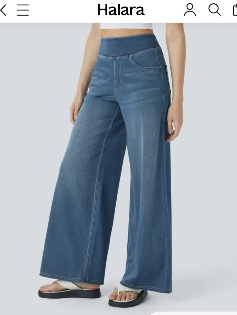 Halara Flex High-waisted Baggy Wide-leg Jeans‎ Jeggings Pull-on Stretchy Small P